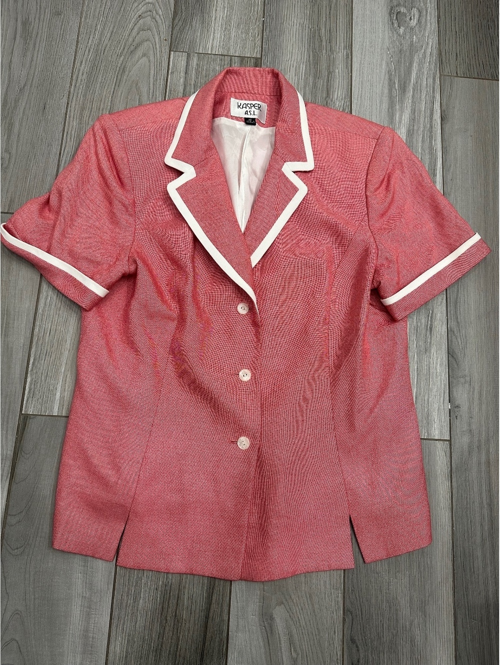 Kasper A.S.L. Women's Pink Short Sleeve Suit Jacket Size 16